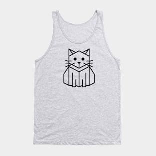 Geometric Cat Line Art Tank Top